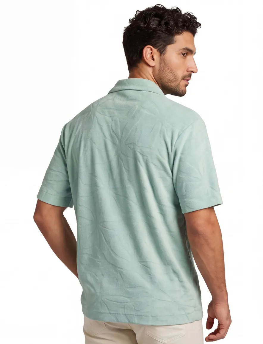 Poloshirt BOSS Orange turquoise met structuur