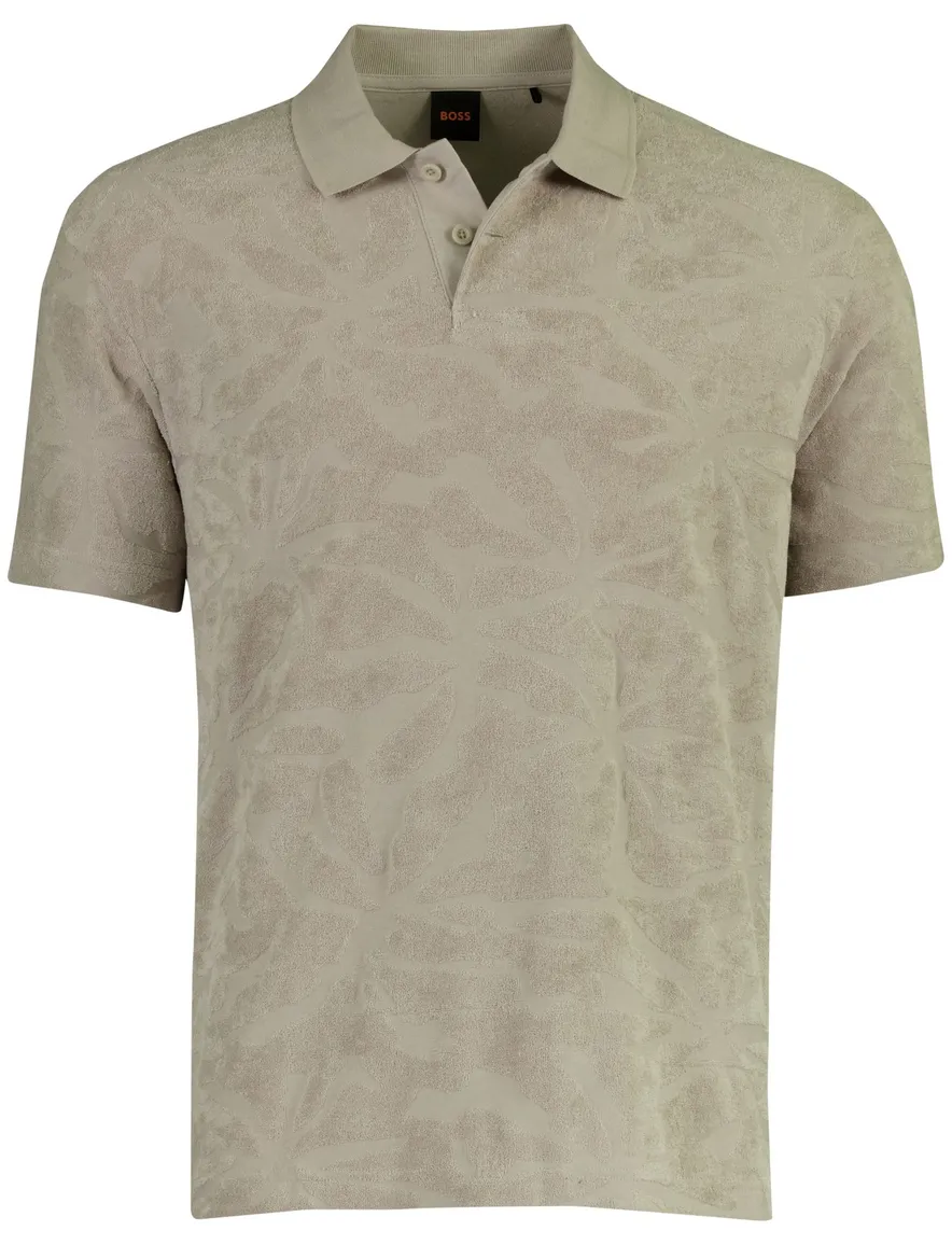 Poloshirt BOSS Orange grijs met structuur