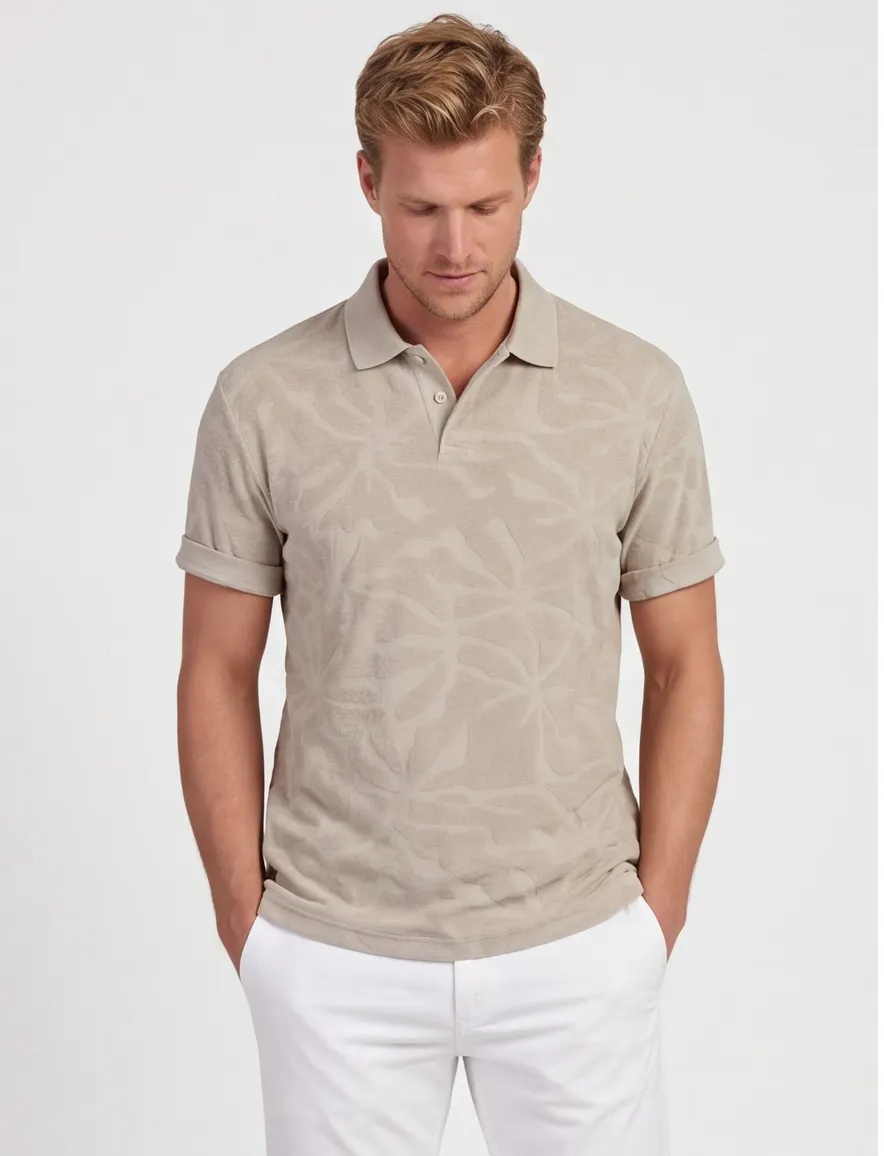 Grijs BOSS Orange poloshirt met structuur
