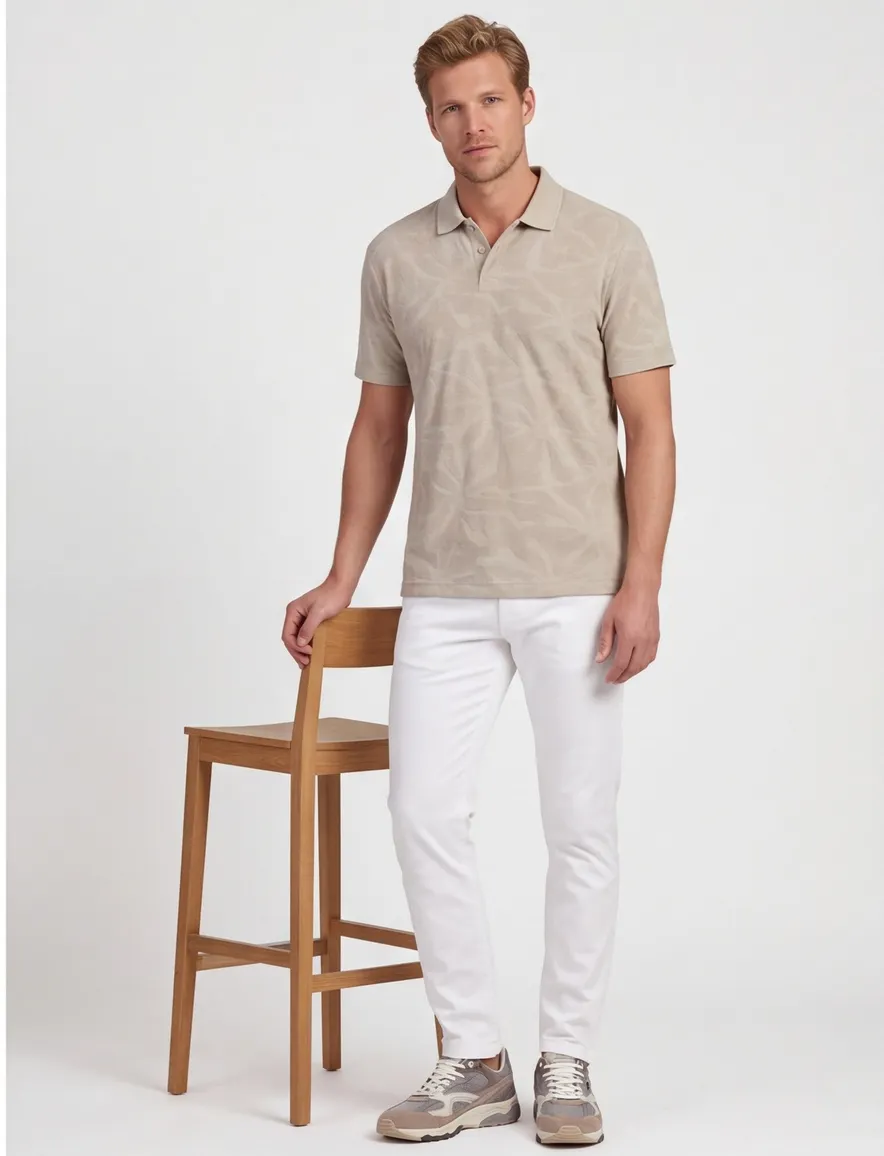 Grijs BOSS Orange poloshirt met structuur