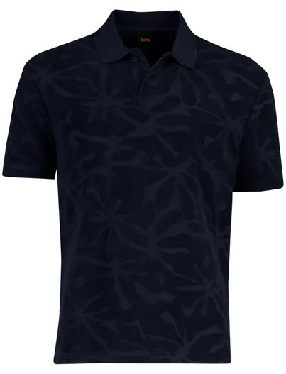Hugo Boss Poloshirt BOSS Orange donkerblauw structuur