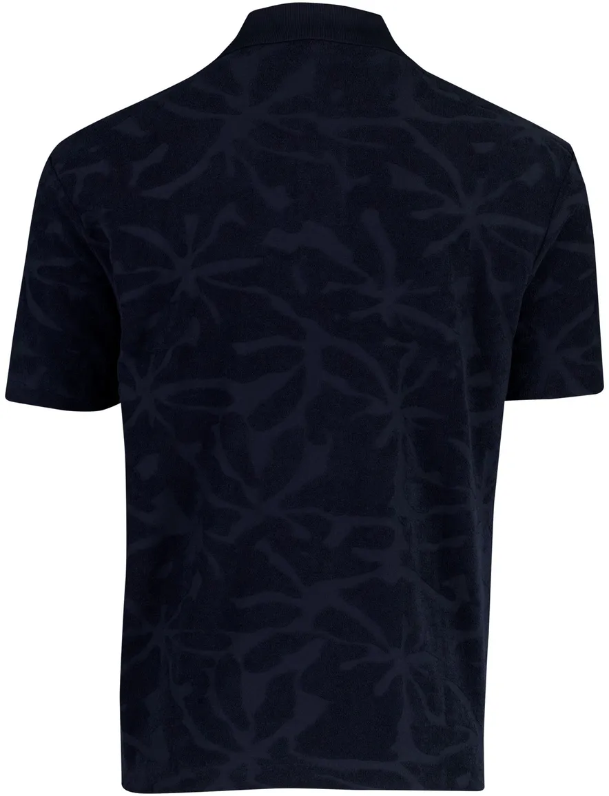 Poloshirt BOSS Orange donker blauw structuur katoen