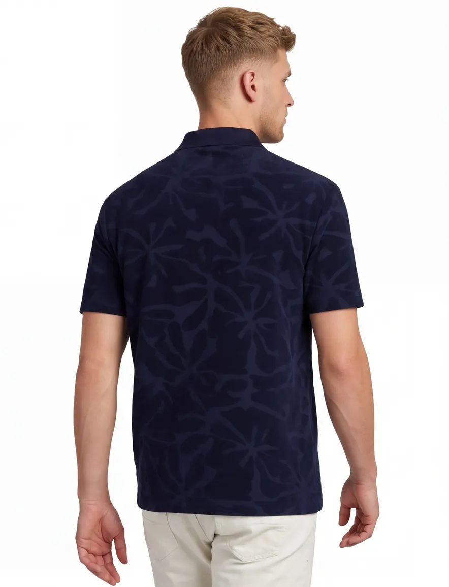 Poloshirt BOSS Orange donkerblauw structuur