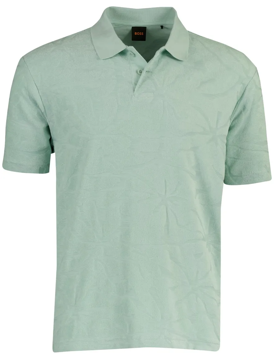 Poloshirt BOSS Orange turquoise met structuur