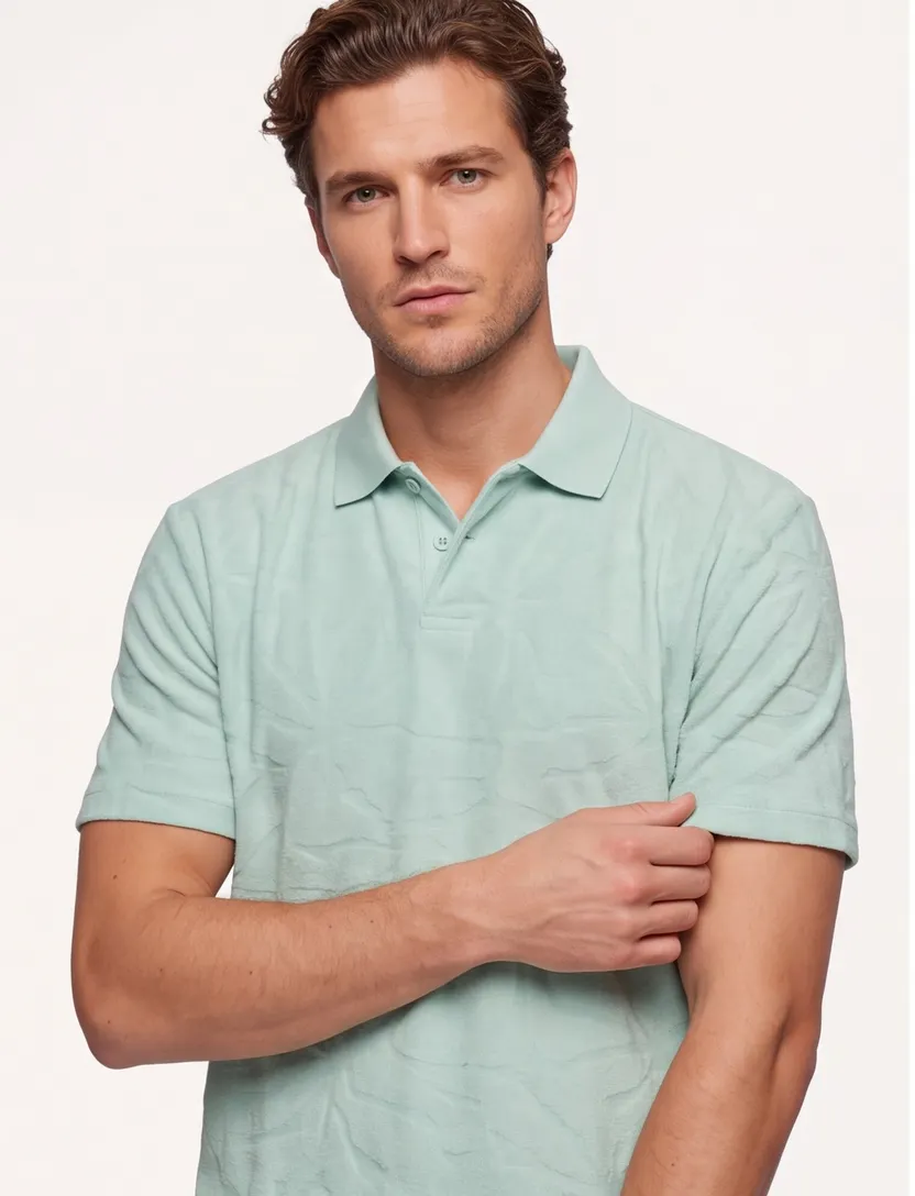 Poloshirt turquoise BOSS Orange met structuur