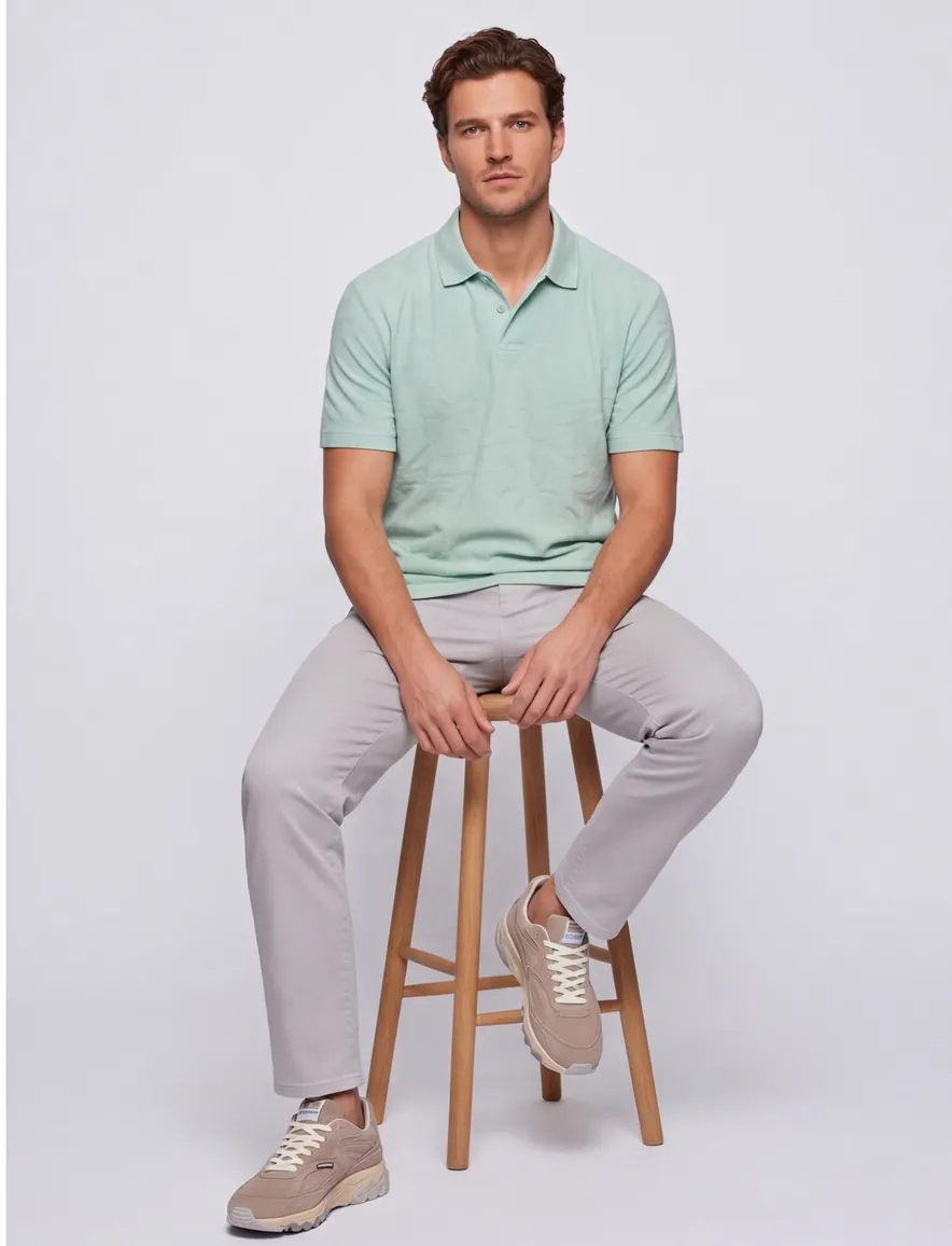 Poloshirt BOSS Orange turquoise met structuur