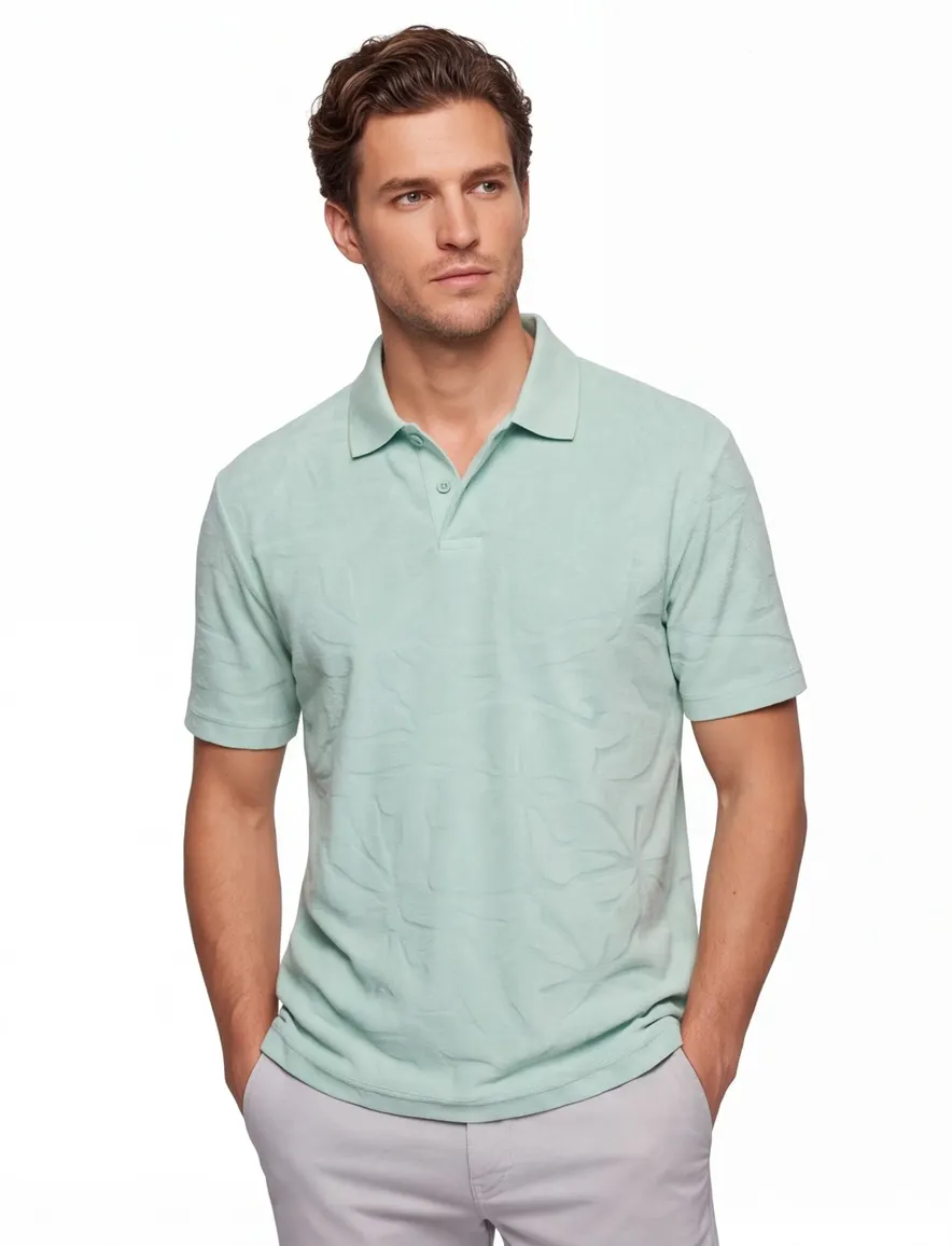 Poloshirt BOSS Orange turquoise structuur