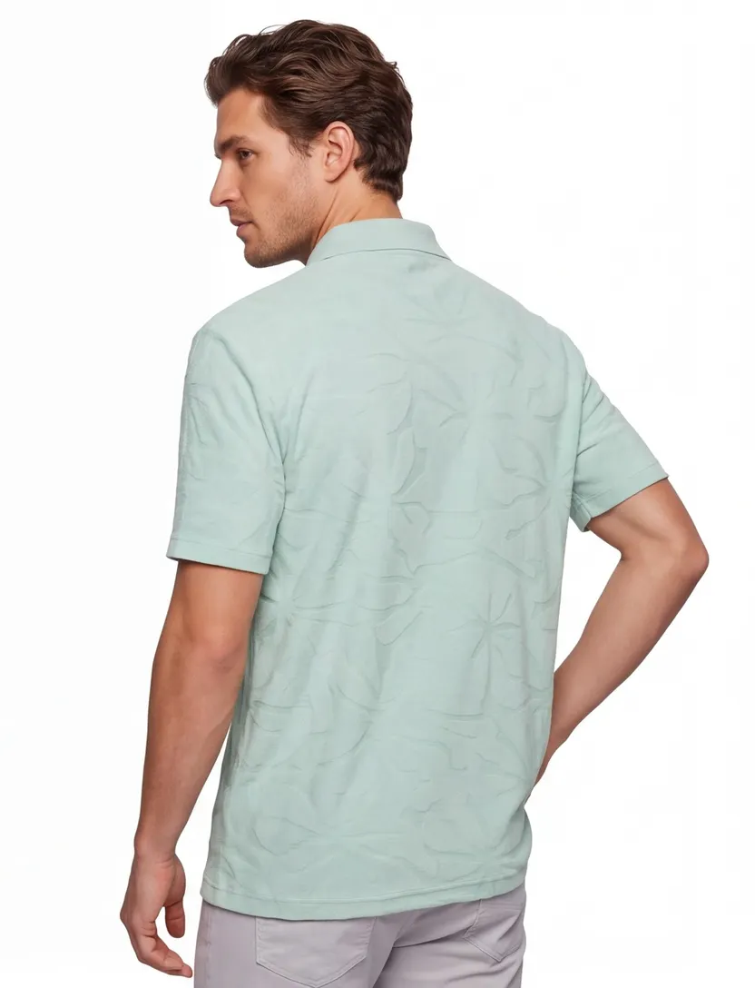 Poloshirt turquoise BOSS Orange met structuur