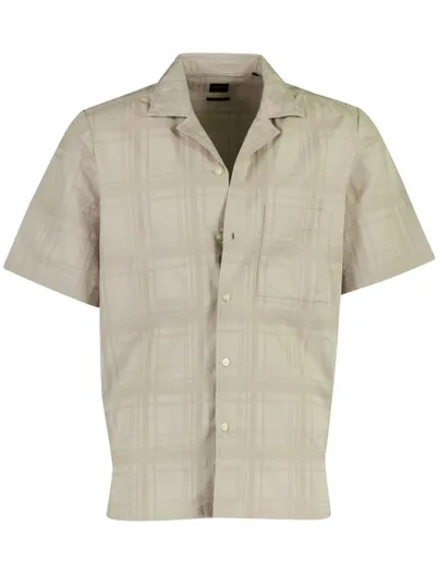 Hugo Boss BOSS Orange Rayer overhemd reverskraag korte mouw beige