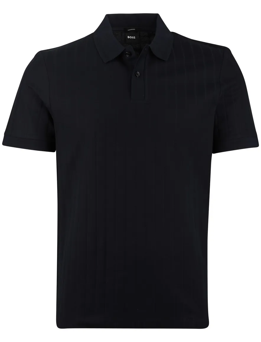 Poloshirt BOSS zwart katoen normale fit