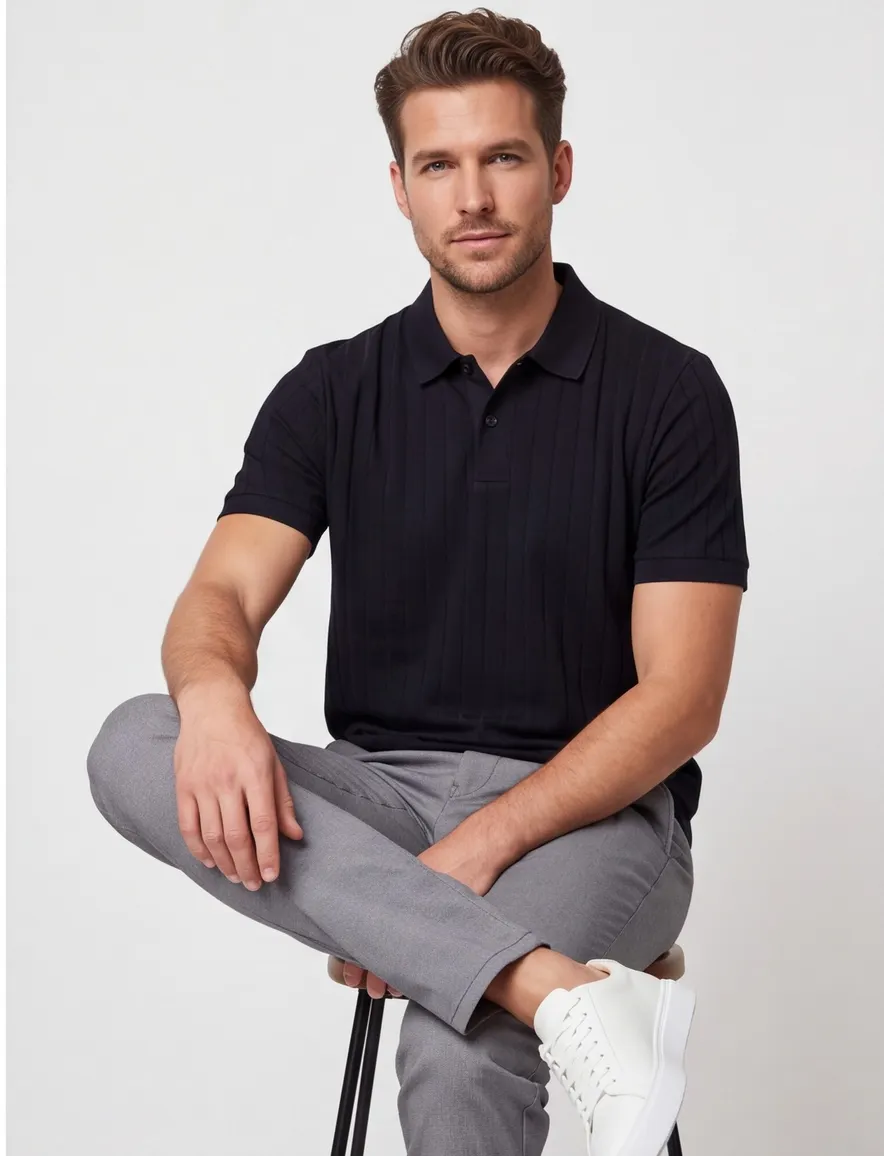 Poloshirt BOSS zwart katoen normale fit