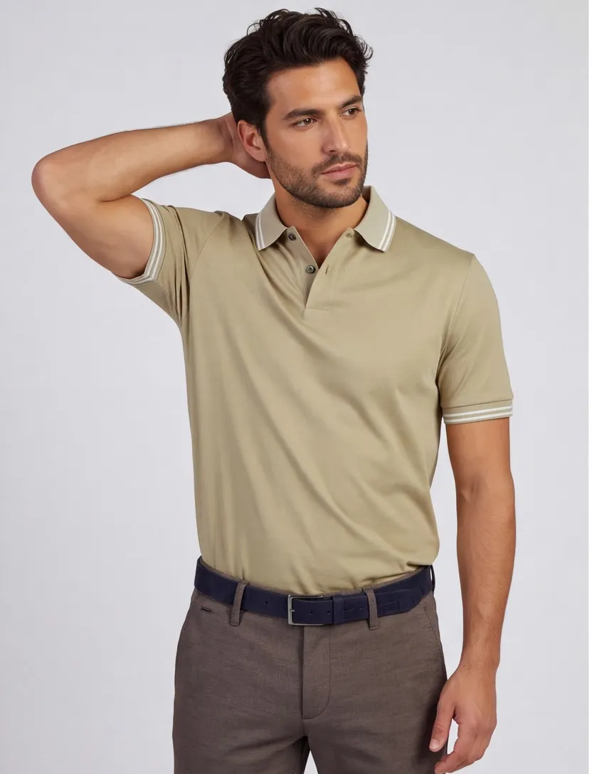 BOSS Black poloshirt beige 100% katoen