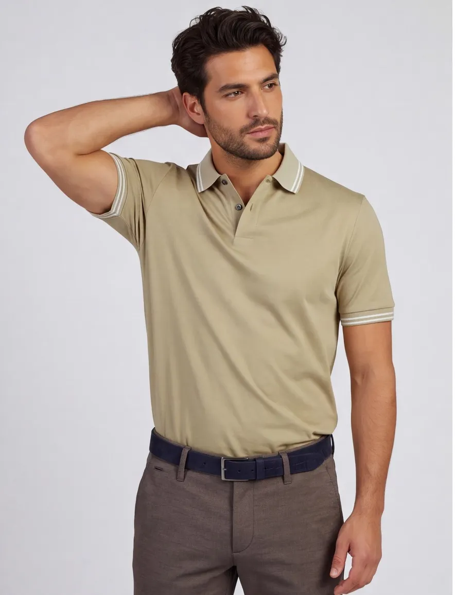 Poloshirt BOSS Black beige slim fit