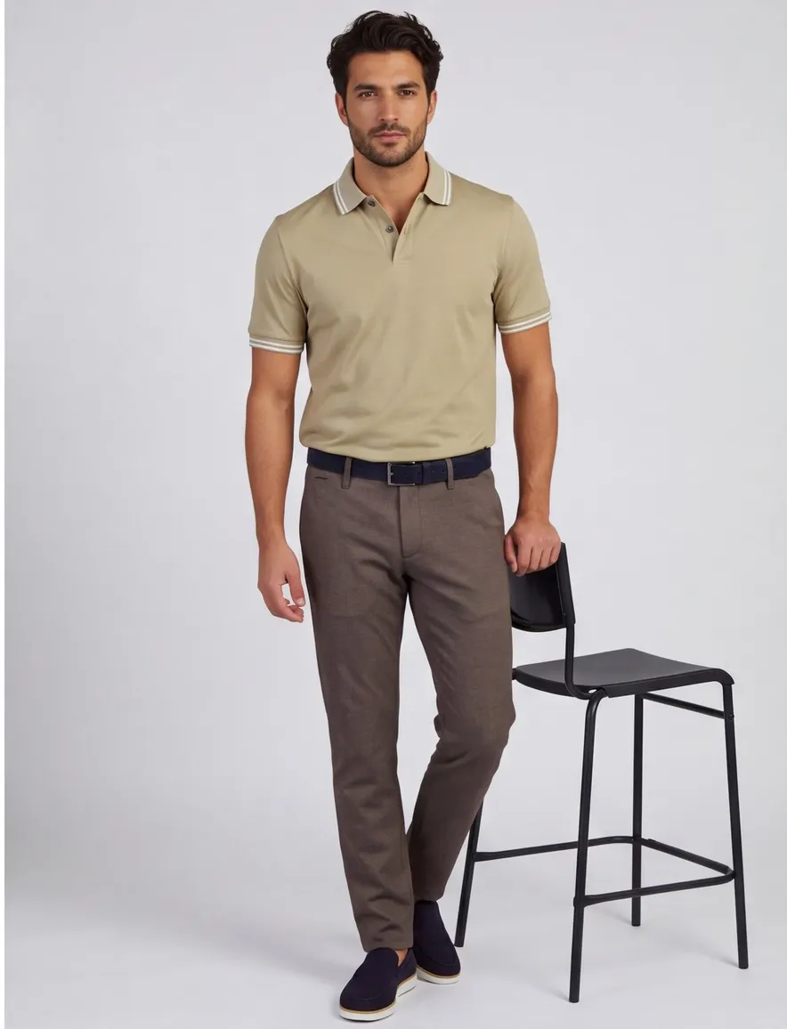 Poloshirt BOSS Black beige slim fit