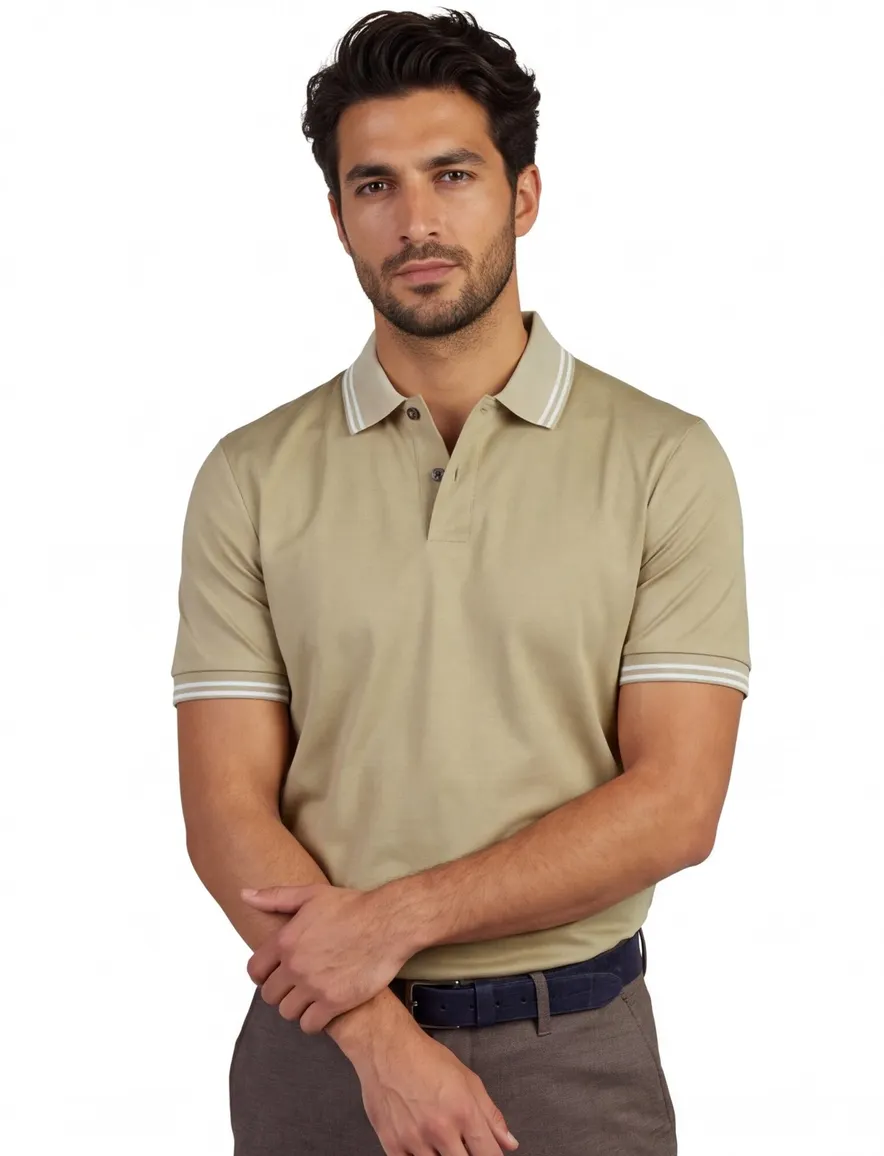 Poloshirt BOSS Black beige slim fit