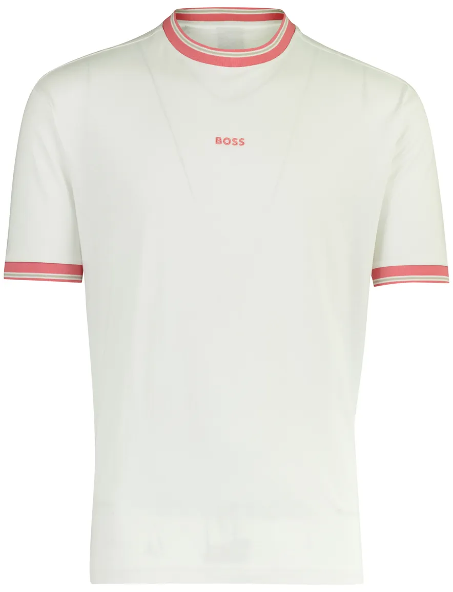 T-shirt BOSS wit roze katoen wijde fit