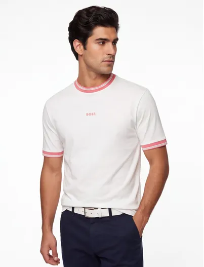 Hugo Boss T-shirt BOSS wit roze katoen wijde fit