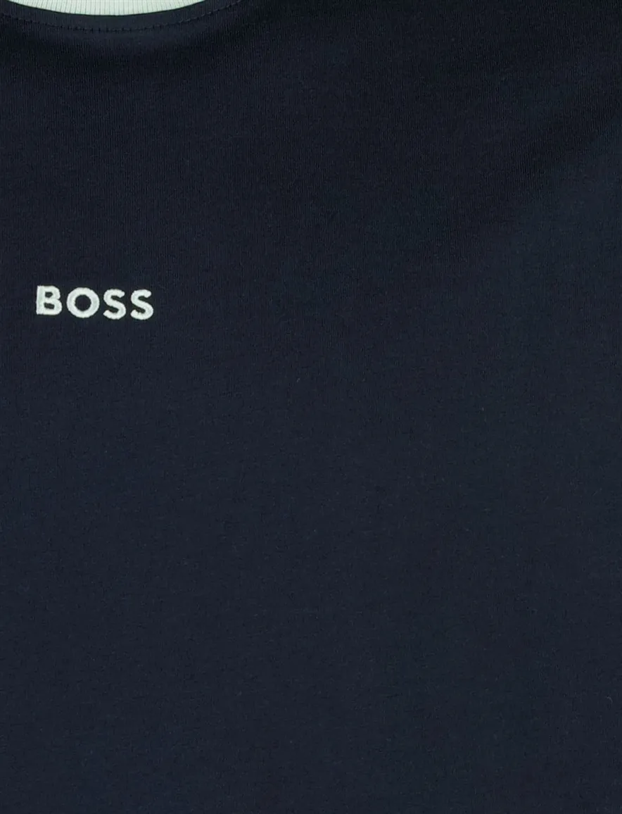 BOSS Orange T-shirt navy met lichtblauwe details ronde hals