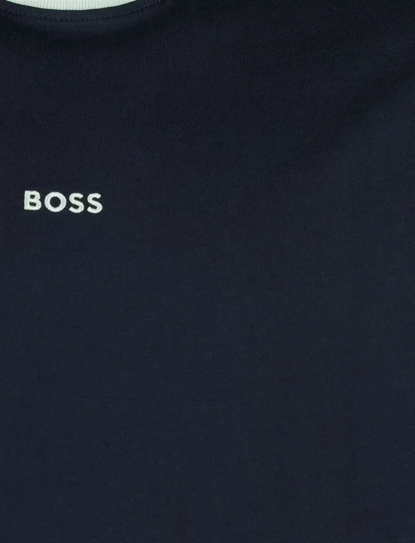 T-shirt BOSS Orange navy met lichtblauwe details ronde hals
