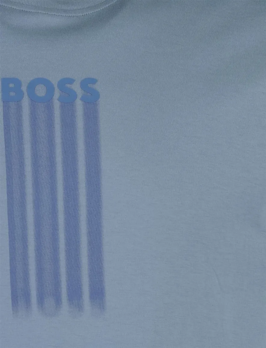 Blauw t-shirt BOSS Orange opdruk ronde hals korte mouw
