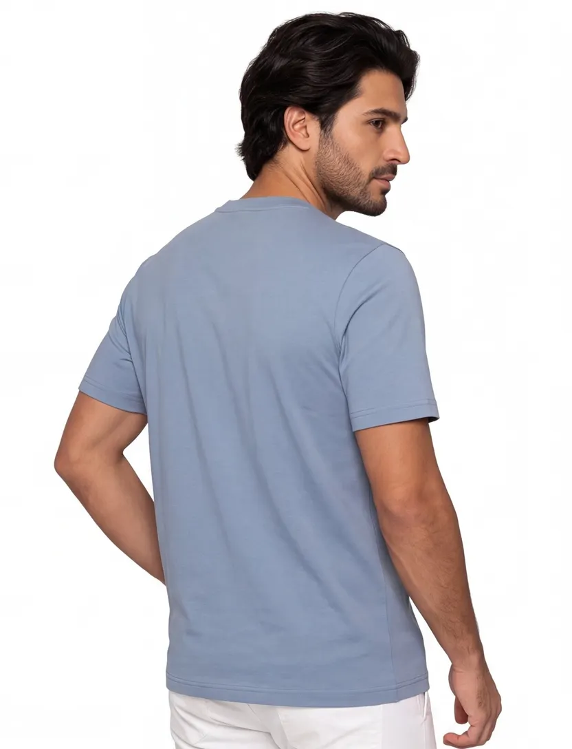 T-shirt BOSS Orange blauw met opdruk korte mouw