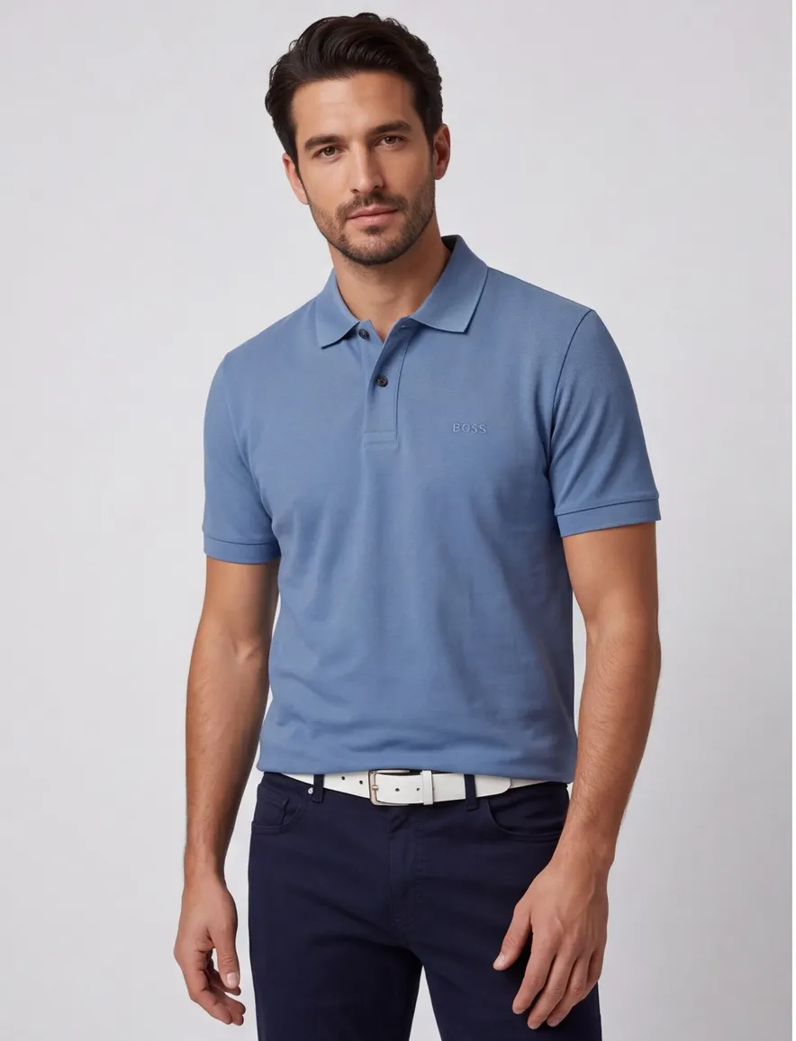 BOSS Pallas poloshirt blauw piqué