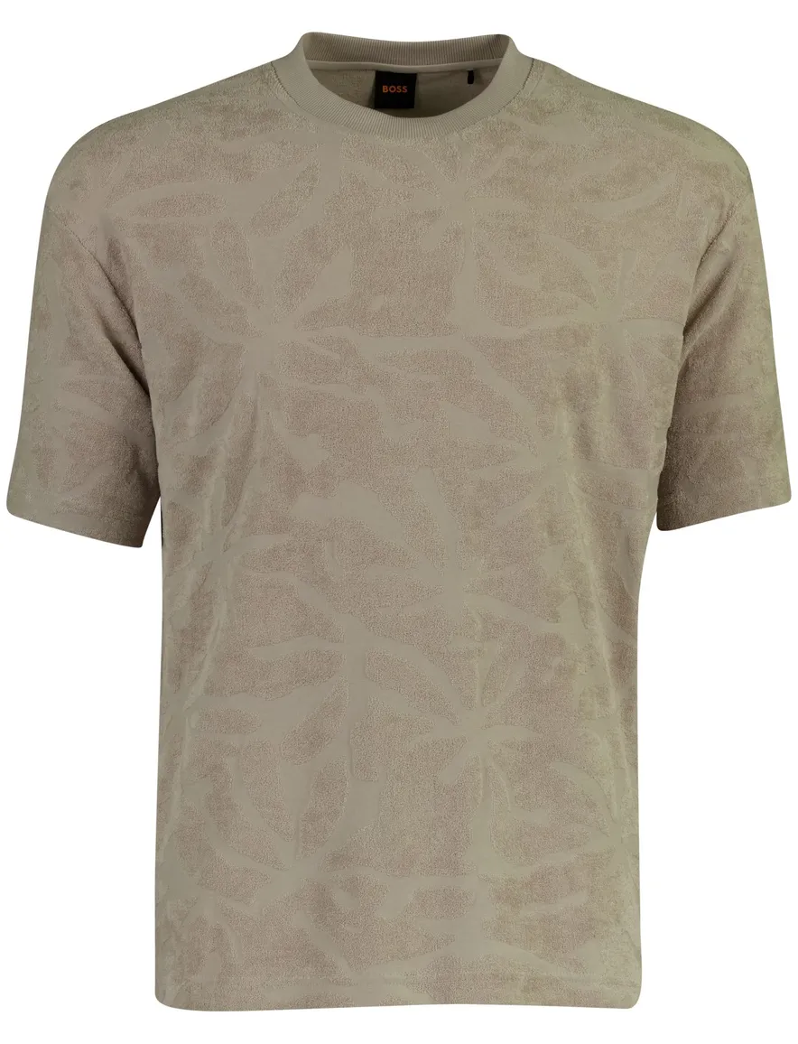 T-shirt BOSS Orange grijs met structuur