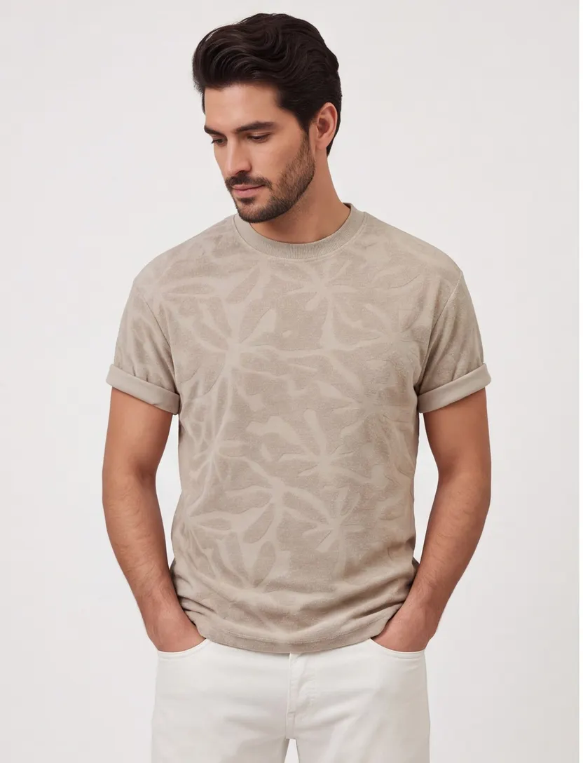 BOSS Orange t-shirt grijs gestructureerd