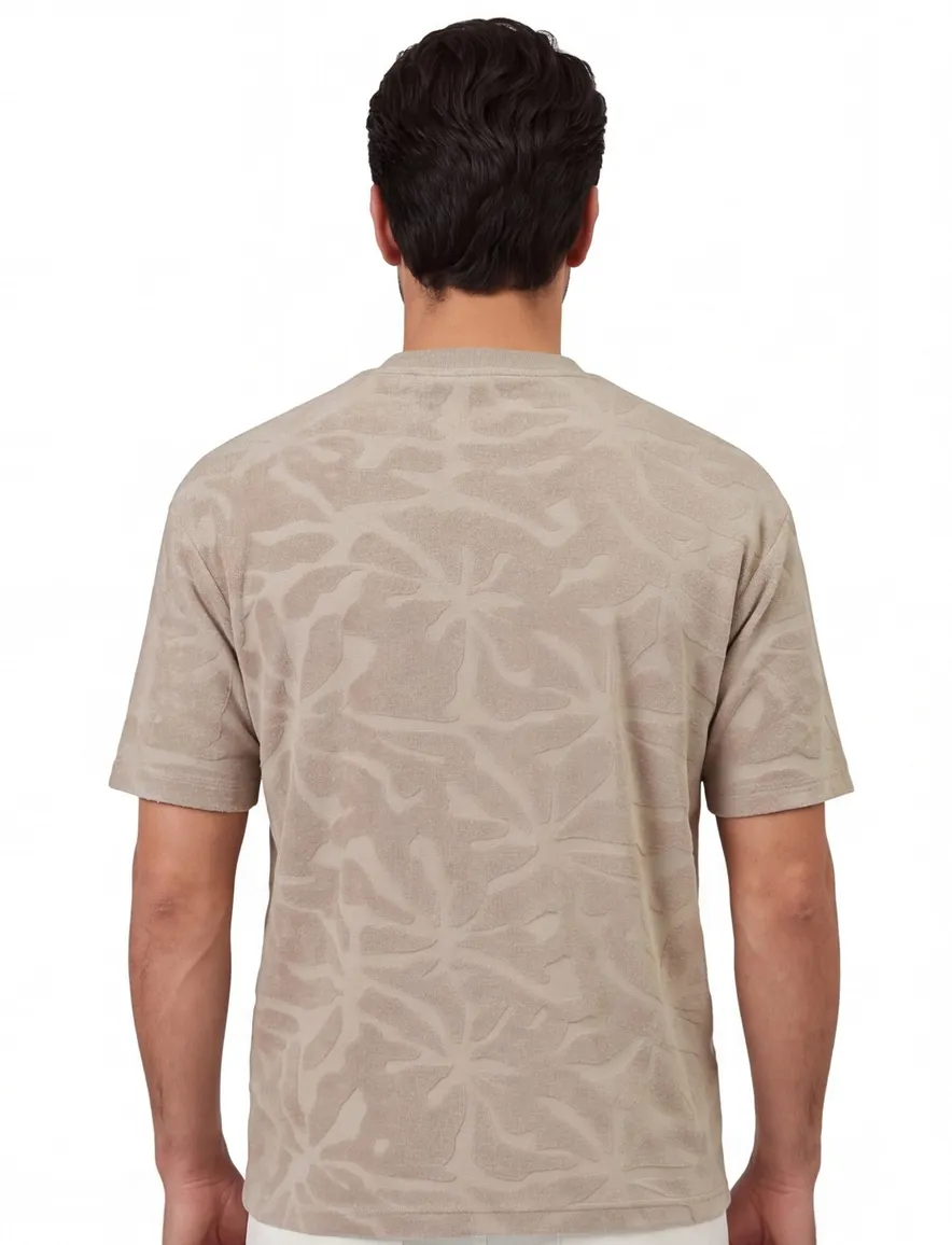 T-shirt BOSS Orange grijs met structuur