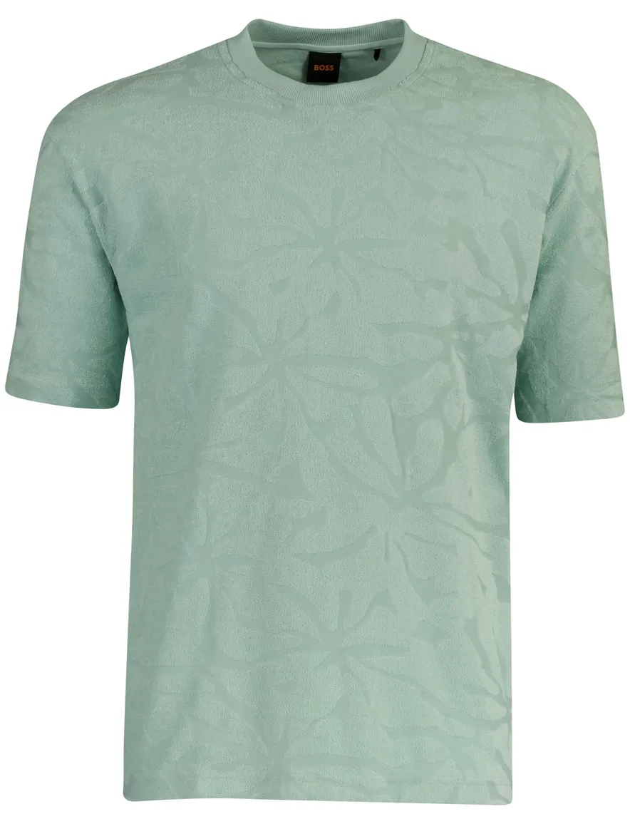 T-shirt BOSS Orange turquoise met strctuur