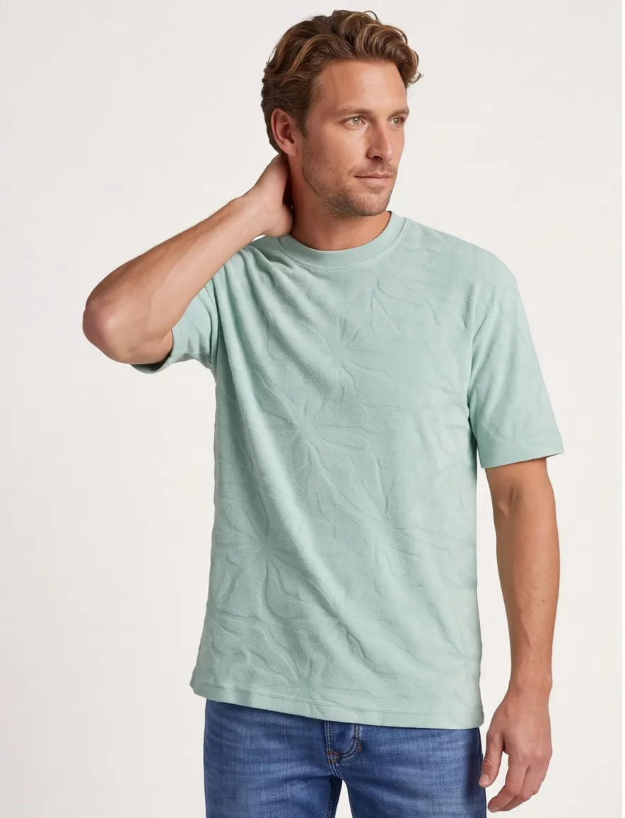 T-shirt BOSS Orange turquoise met strctuur