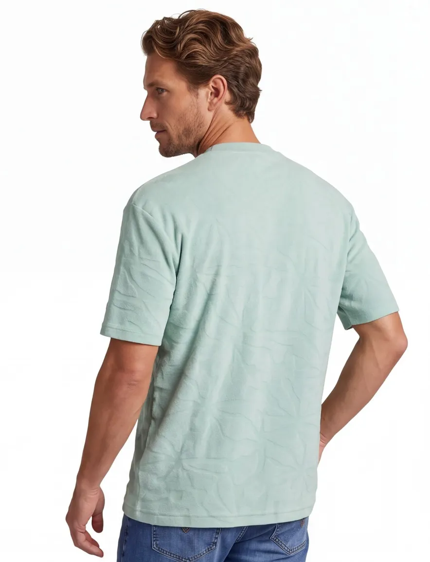 T-shirt BOSS Orange turquoise met strctuur