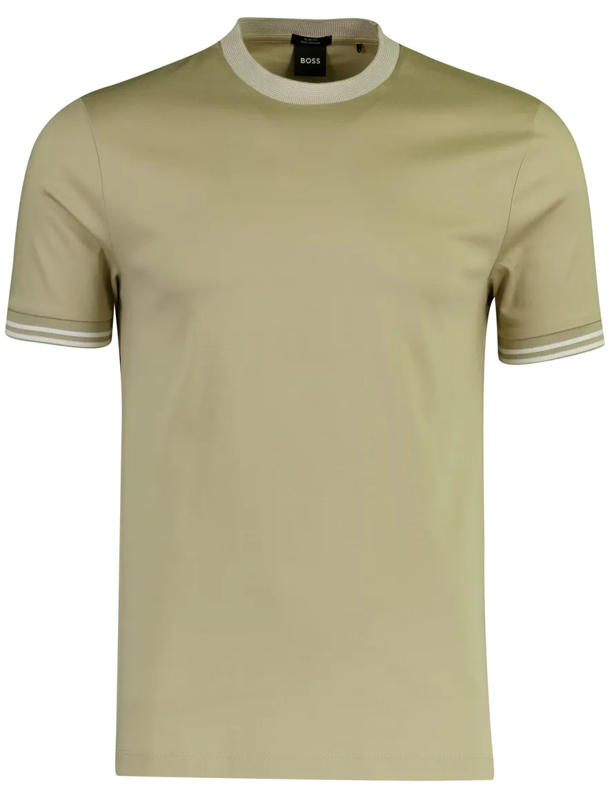 T-shirt BOSS Black creme slim fit katoen