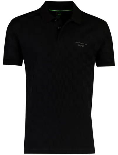 Hugo Boss BOSS Green poloshirt zwart vierkant structuur Porsche lijn