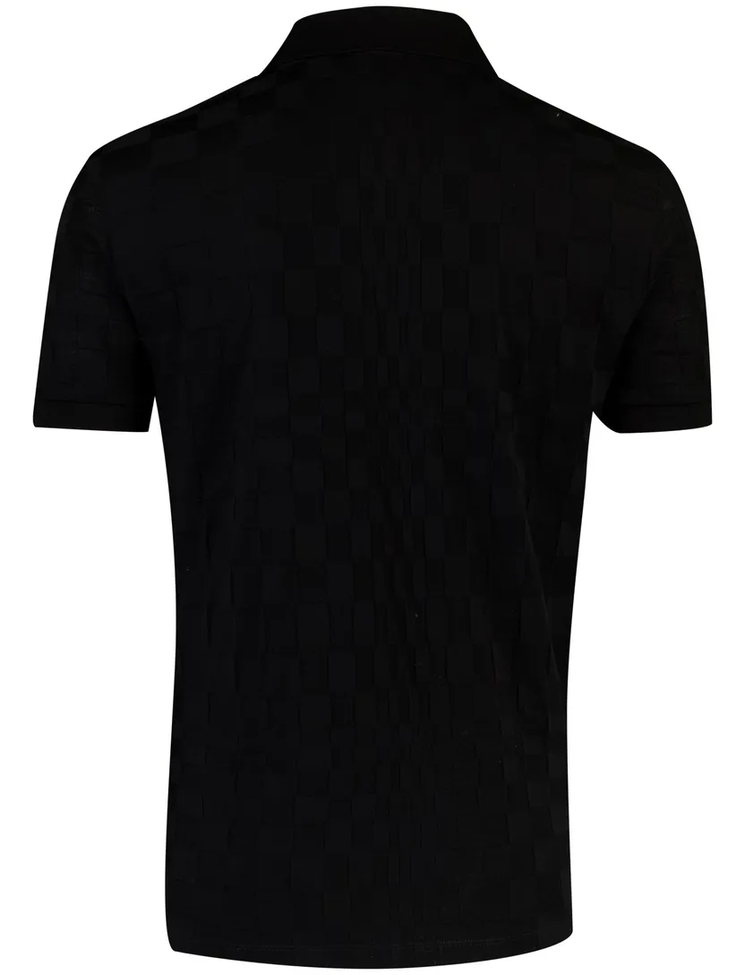 BOSS Green poloshirt zwart vierkant structuur Porsche lijn