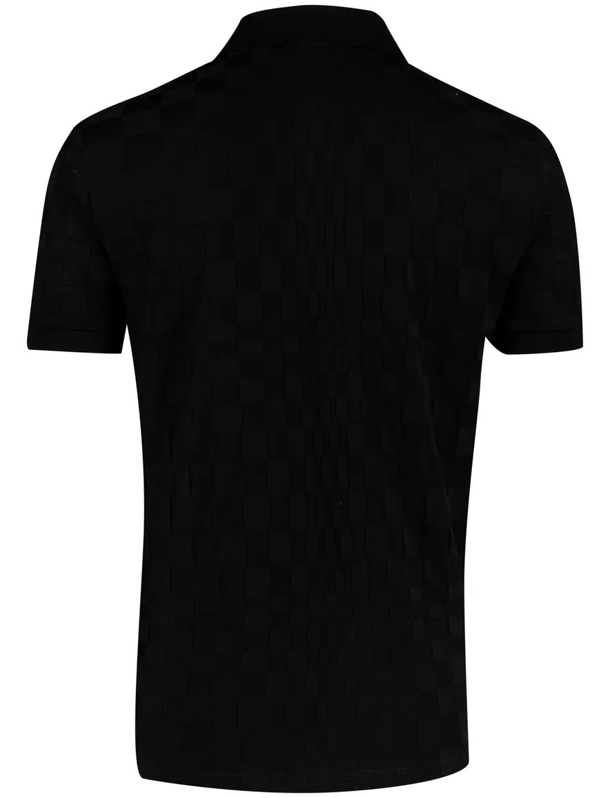 Poloshirt BOSS Green zwart vierkant structuur Porsche lijn