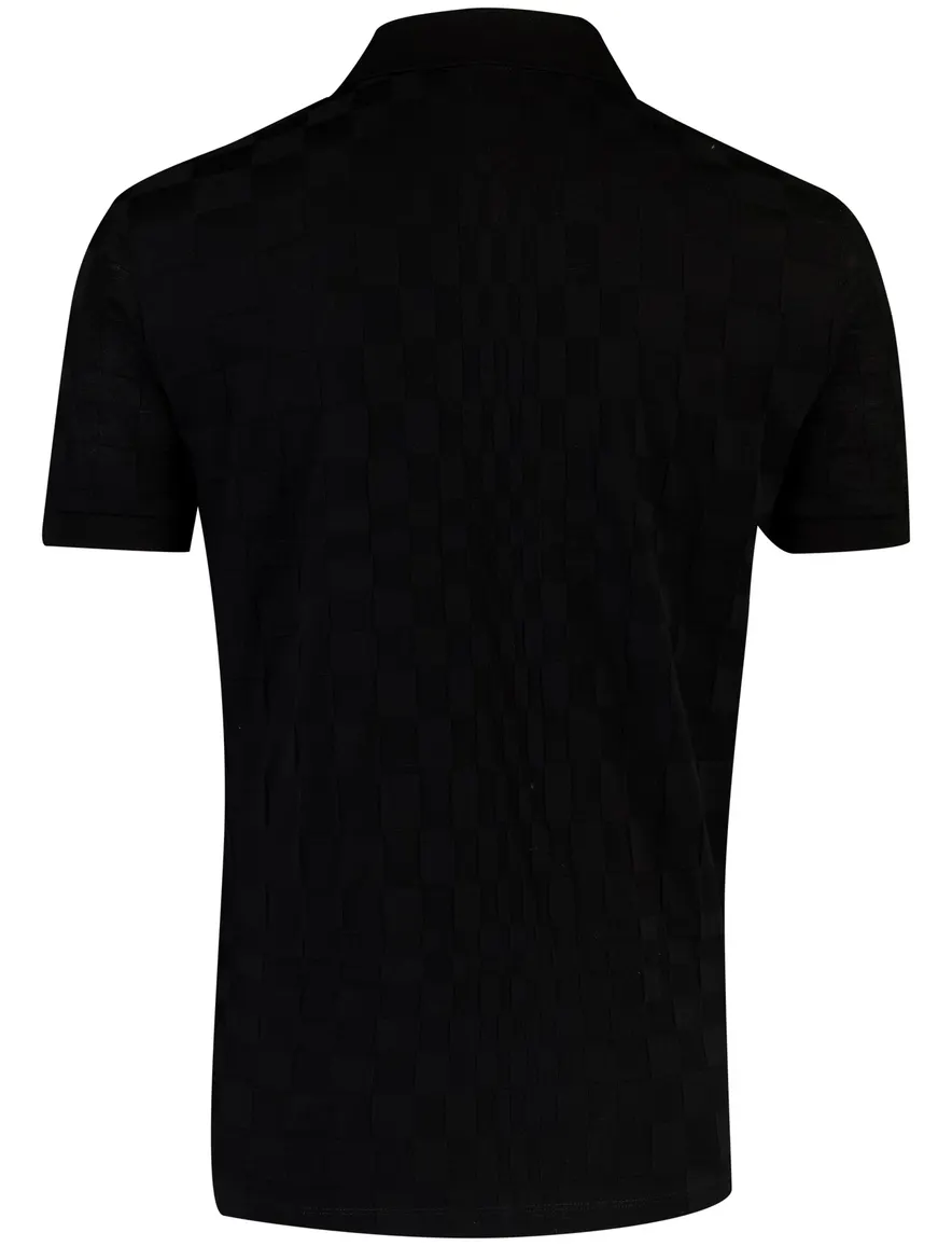 Poloshirt BOSS Green zwart vierkant structuur Porsche lijn
