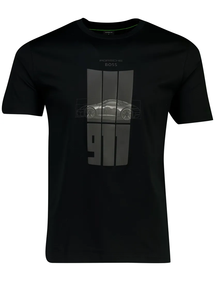 BOSS Green t-shirt zwart Porsche lijn katoen