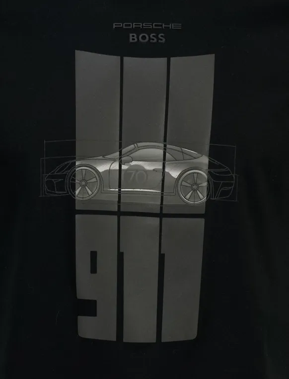 BOSS Green t-shirt zwart Porsche lijn katoen