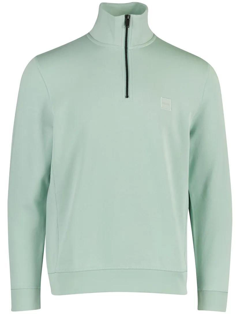 BOSS Orange trui groen half zip katoen