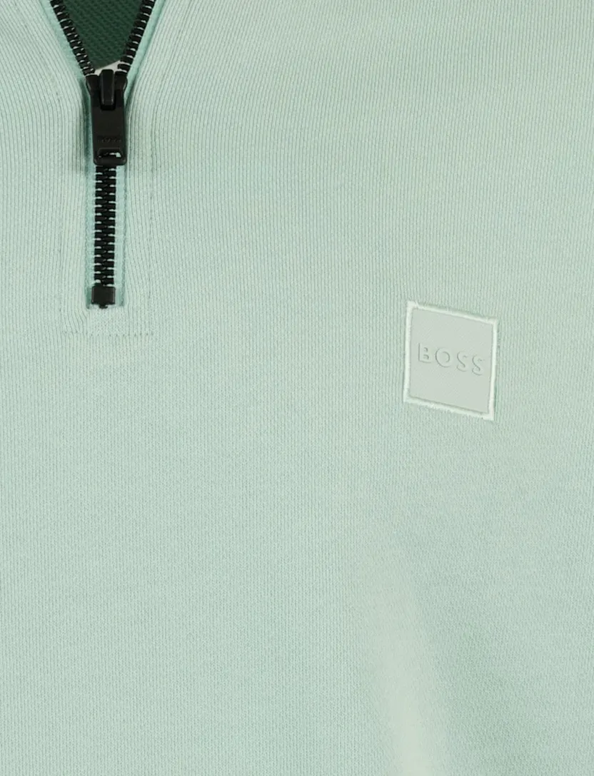 BOSS Orange trui groen half zip katoen
