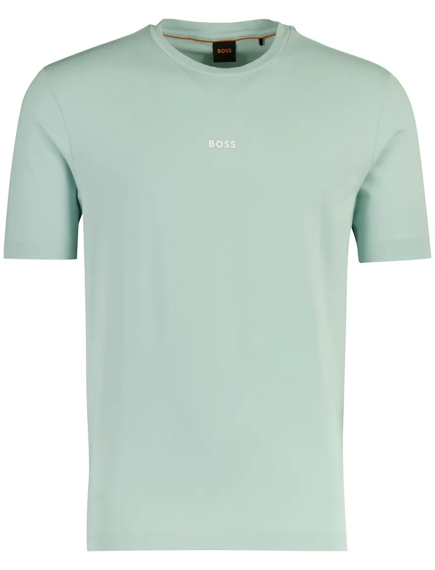 T-shirt BOSS Orange turquoise met logo normale fit