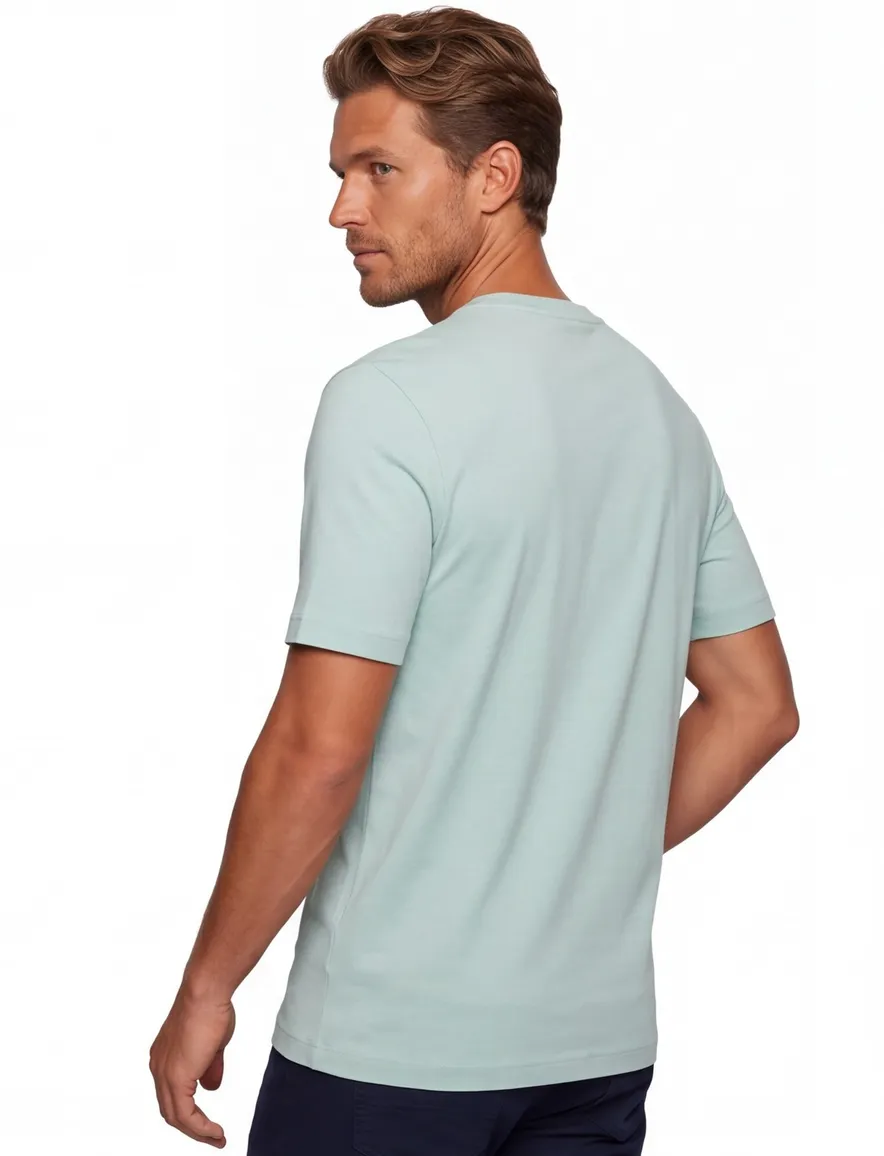 HT-shirt BOSS Orange turquoise ronde hals met logo