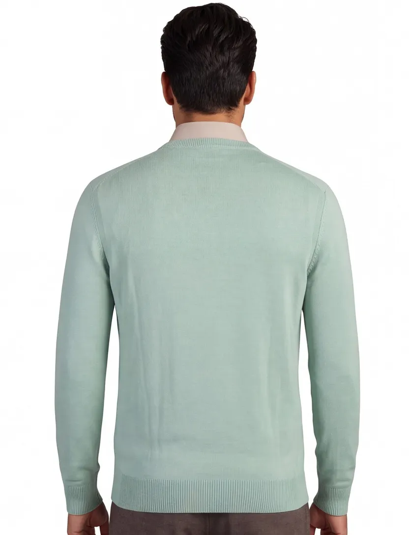 Trui BOSS orange asac c ronde hals groen