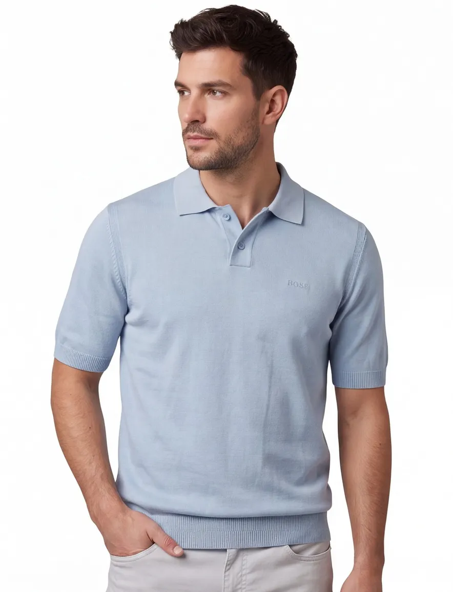 Boss Orange polo lange mouw blauw