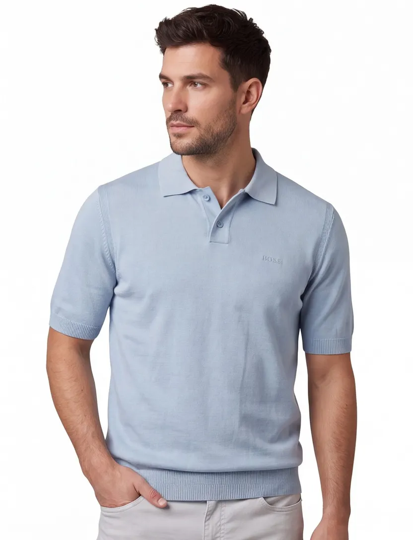 BOSS Orange poloshirt lichtblauw wijde fit katoen