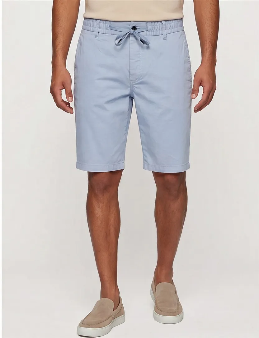 Lichtblauw korte broek BOSS Orange Tapered Fit elastische band