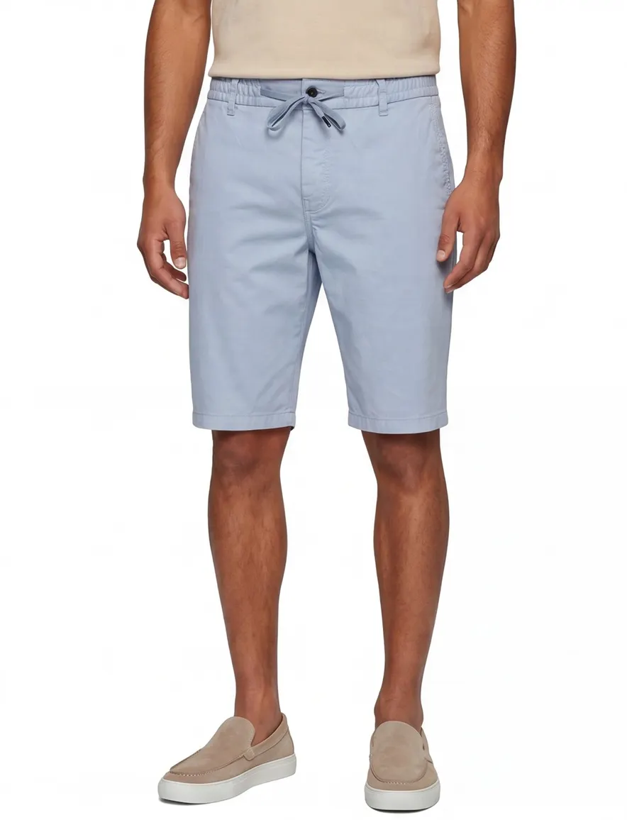 Bermuda lichtblauw BOSS Orange Tapered Fit katoen effen