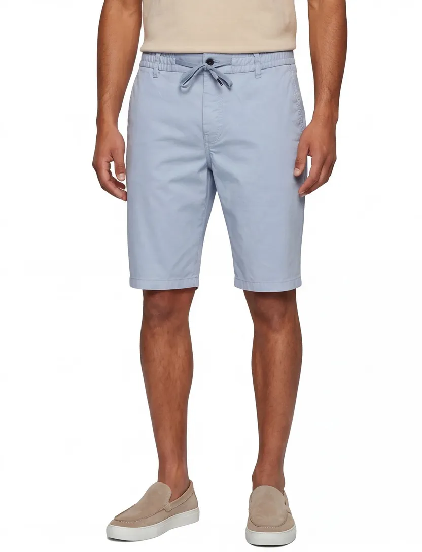 Lichtblauw korte broek BOSS Orange Tapered Fit elastische band