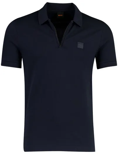 Hugo Boss BOSS Orange zip polo Passerzip donkerblauw